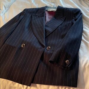 Classic Navy Pinstripe Blazer